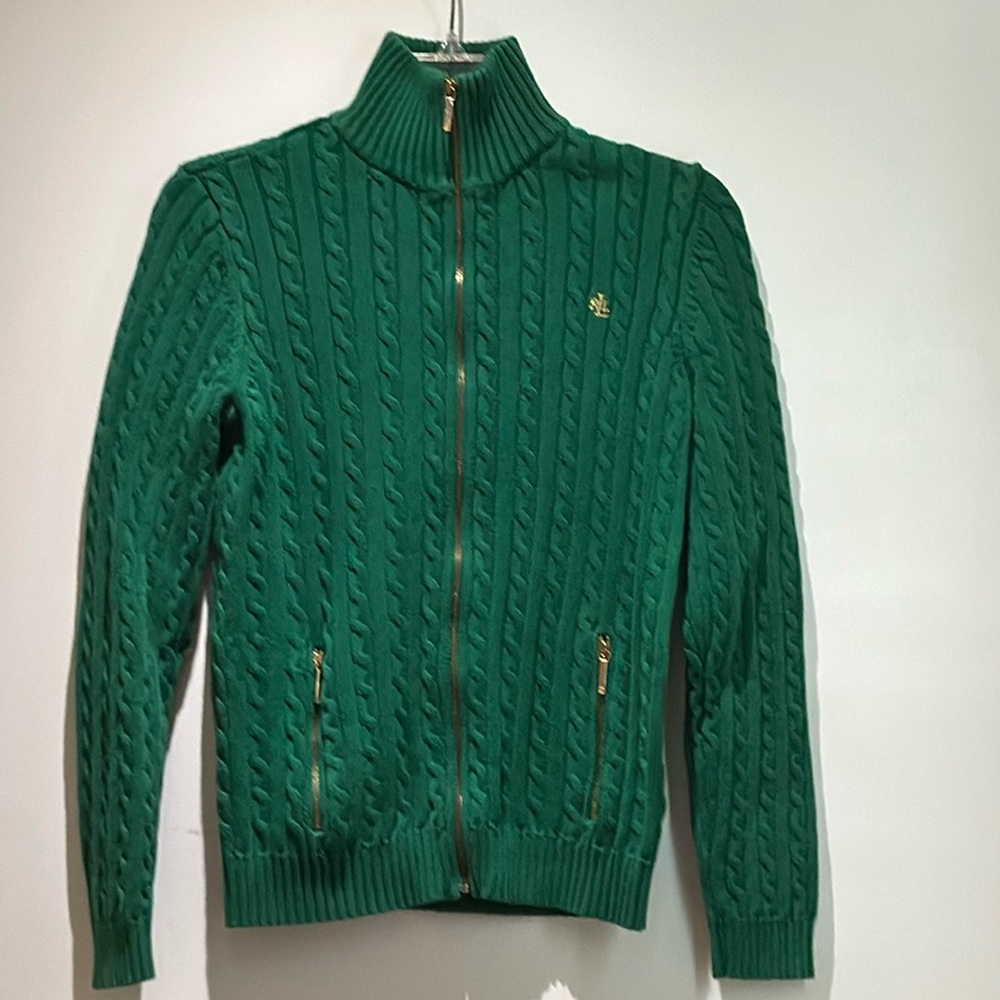 Green Ralph Lauren Cable Knit Sweater